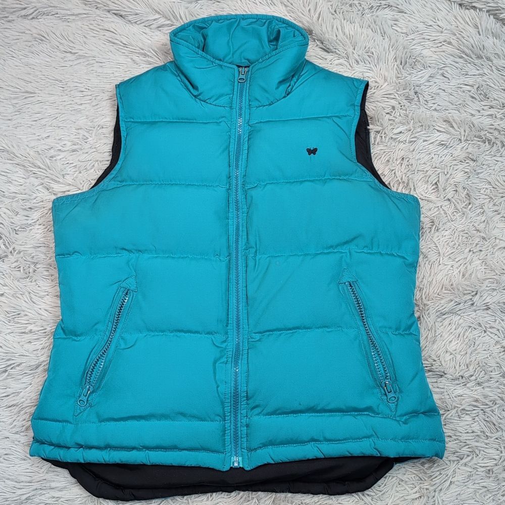 Aeropostale Vest Womens L‎ Blue Puffer Down Waterfowl Gorpcore Zip Up Pockets